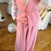 Melira Baby Pink Sleevless Set