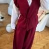 Melira Burgundy Sleevless Set