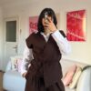Melira Dark Brown Sleevless Set