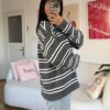 Lindy Dark Grey Striped Sweater