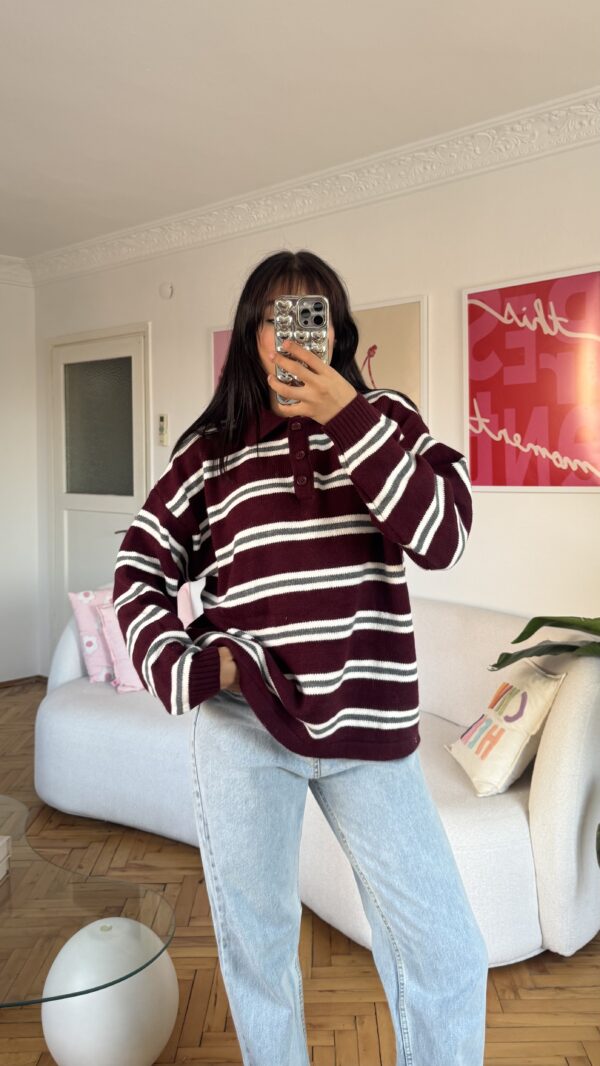 Lindy Burgundy Striped Sweater