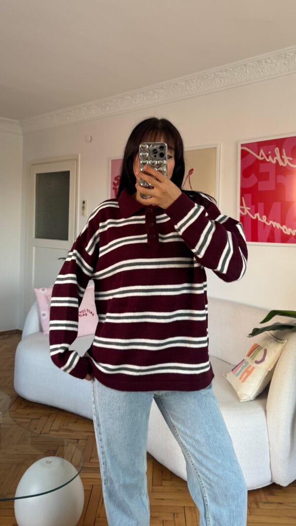 Lindy Burgundy Striped Sweater