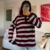 IMG_1136 Lindy Burgundy Striped Sweater
