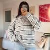 Lindy Light Grey Striped Sweater