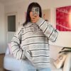 IMG_1140 Lindy Light Grey Striped Sweater