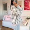 Lindy Light Grey Striped Sweater