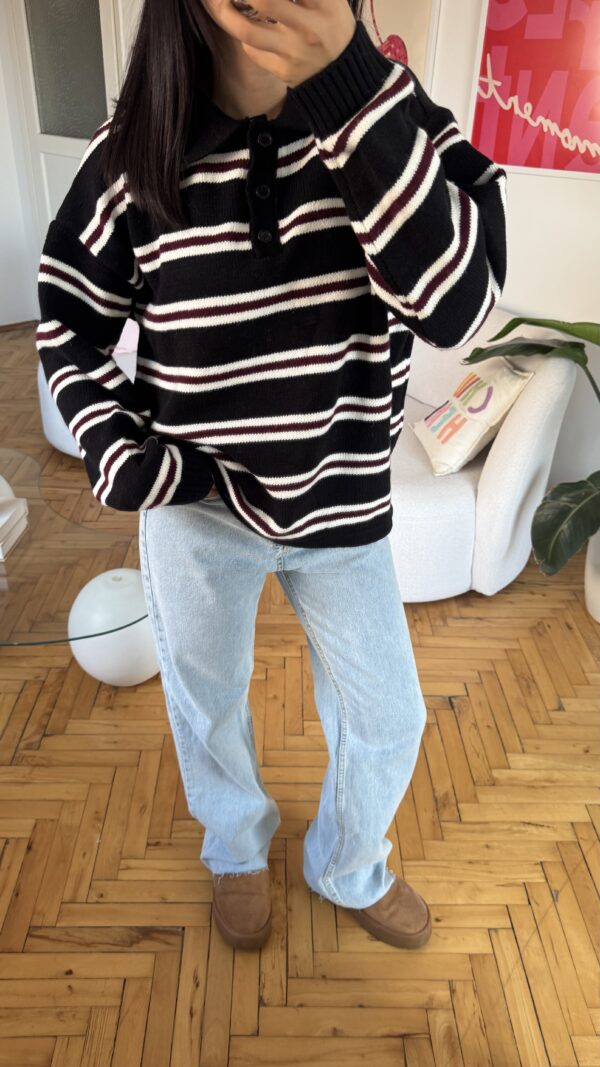 Lindy Black Striped Sweater