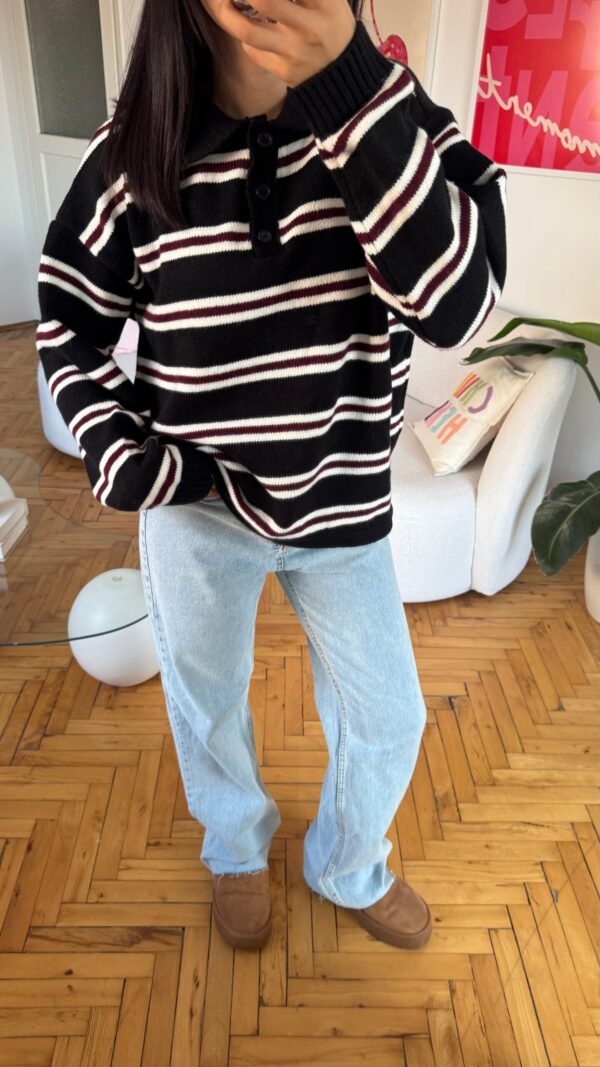 Lindy Black Striped Sweater