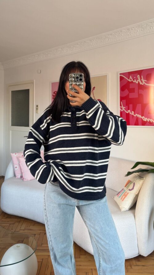 Lindy Navy Striped Sweater