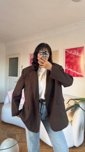 Ferya Dark Brown Oversize Blazer