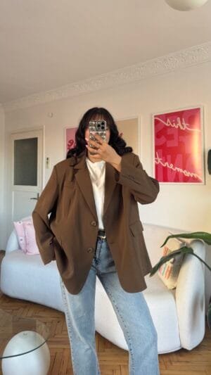 Ferya Caramel Brown Oversize Blazer