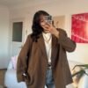 Ferya Caramel Brown Oversize Blazer