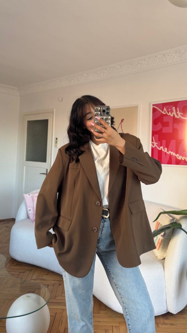 Ferya Caramel Brown Oversize Blazer