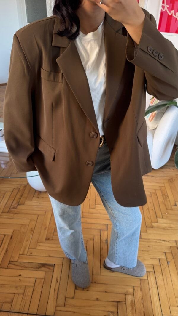 Ferya Caramel Brown Oversize Blazer