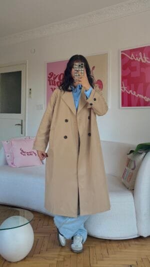 Vilora Long Beige Premuim Quality Tranchcoat