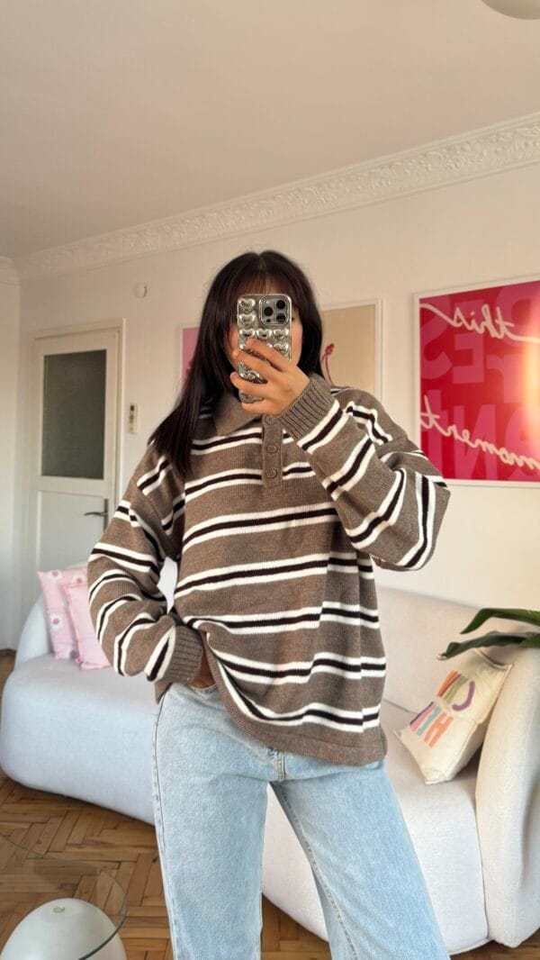 Lindy Beige Striped Sweater