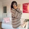 Lindy Beige Striped Sweater