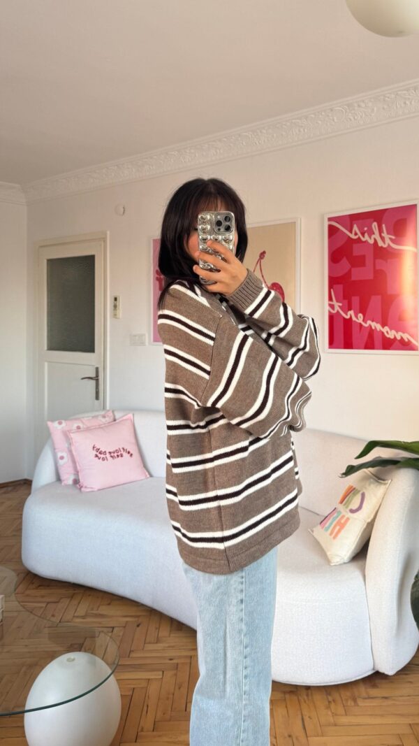 Lindy Beige Striped Sweater