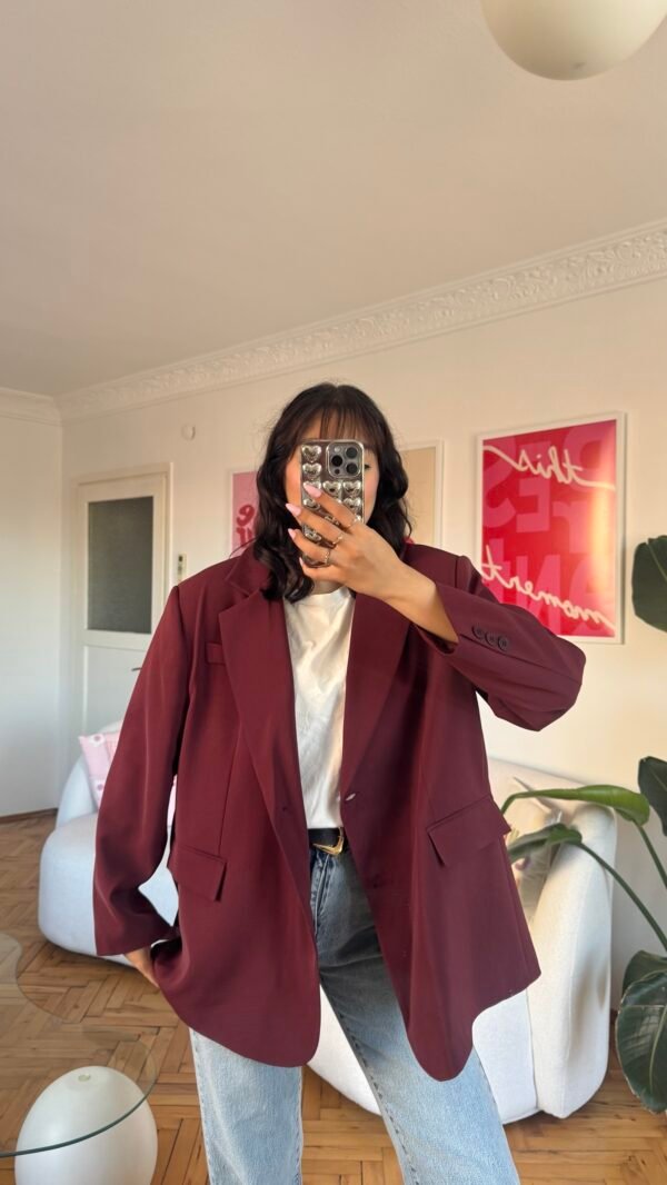Ferya Burgundy Oversize Blazer
