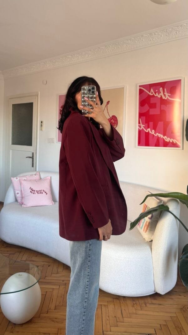Ferya Burgundy Oversize Blazer