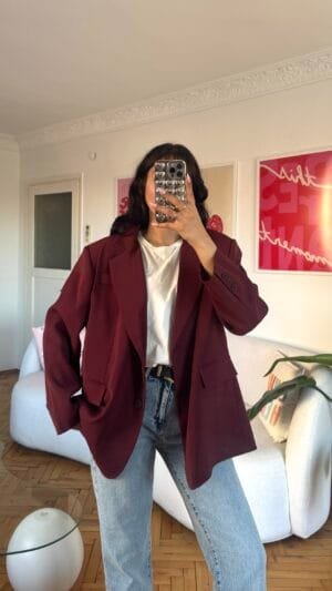 Ferya Burgundy Oversize Blazer