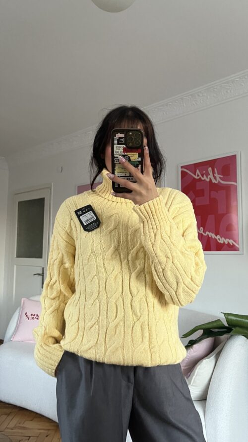 Snoozy Yellow Turtle Neck Sweater