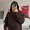 Barox Dark Brown Oversize Sweater