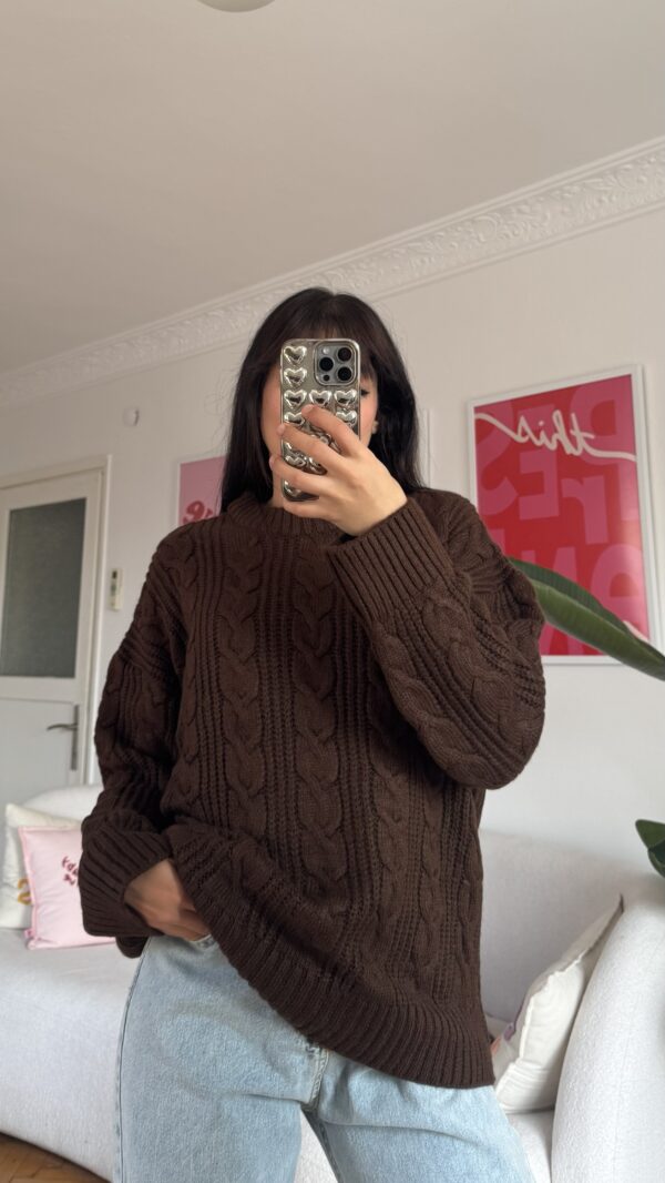 Barox Dark Brown Oversize Sweater