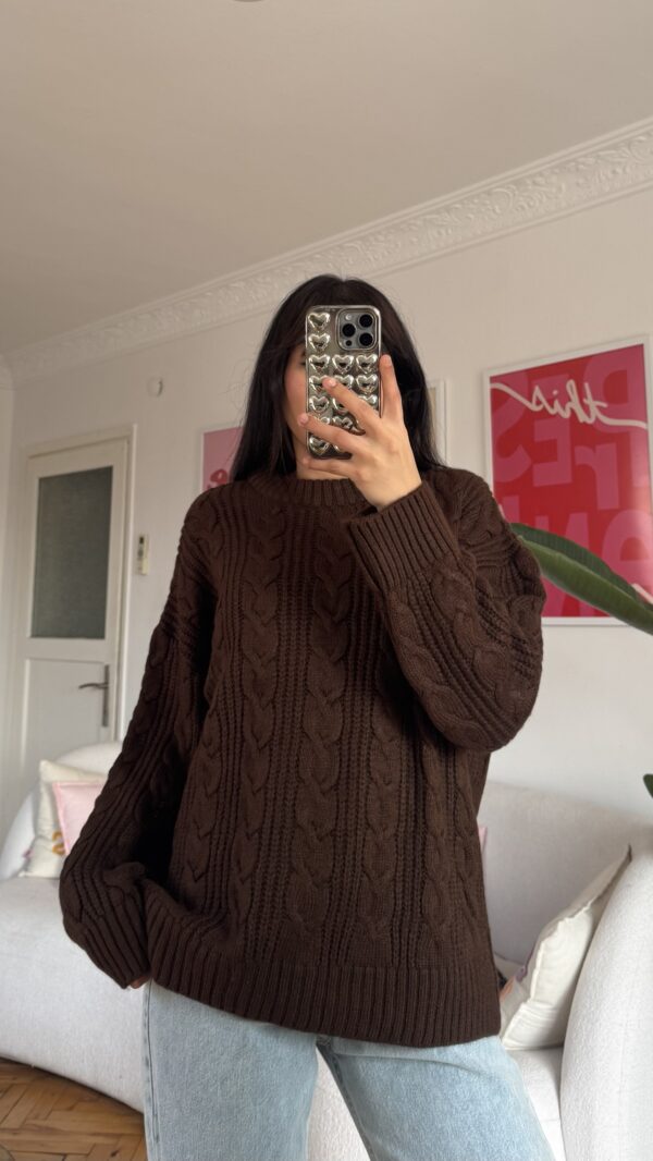 Barox Dark Brown Oversize Sweater