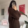 Barox Dark Brown Oversize Sweater