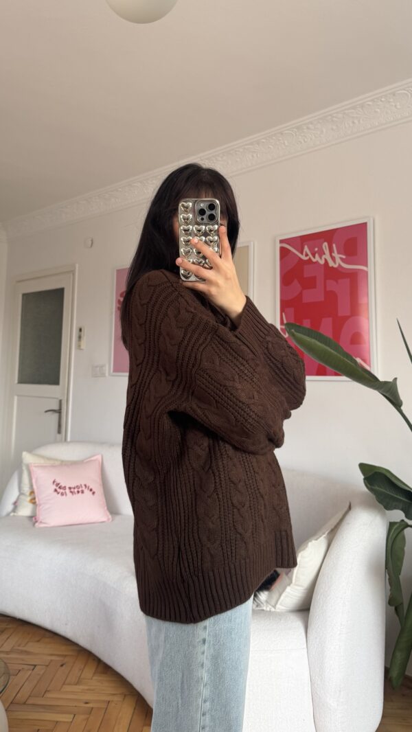 Barox Dark Brown Oversize Sweater