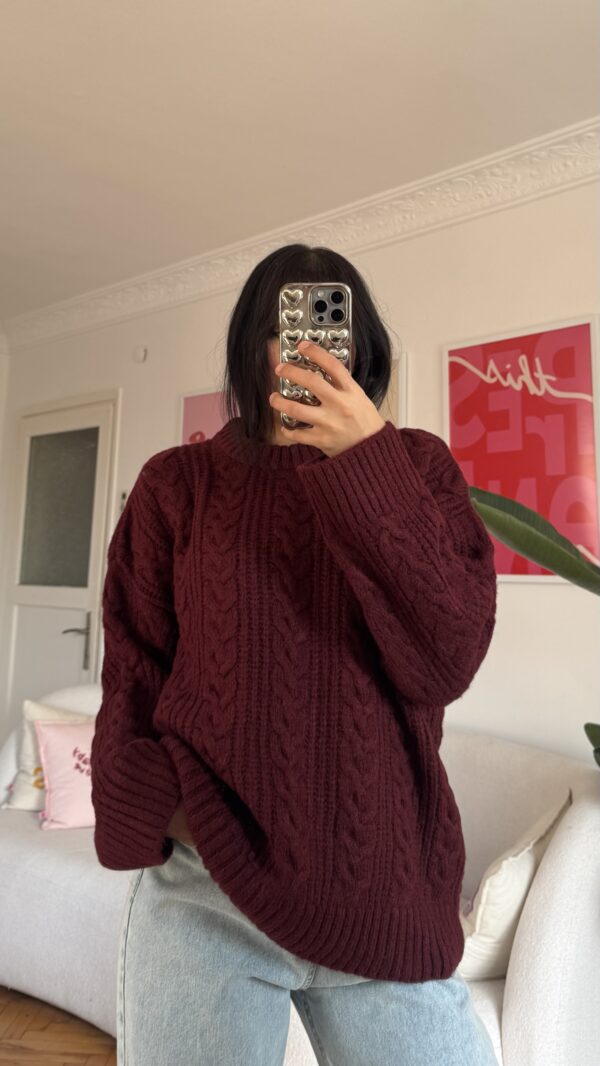 Barox Burgundy Oversize Sweater
