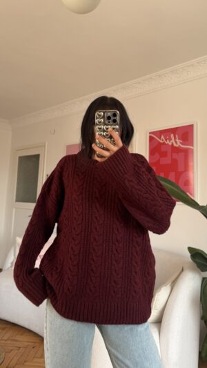 Barox Burgundy Oversize Sweater