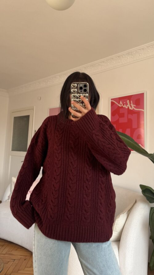 img_5694 Barox Burgundy Oversize Sweater