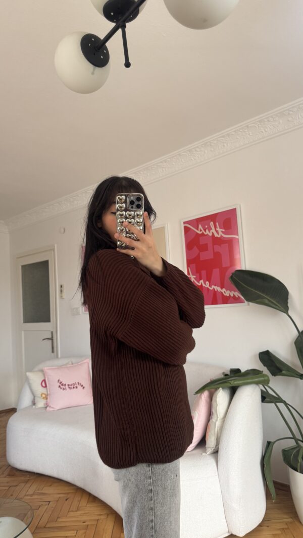 Ebru Dark Brown Unisex Zipped Sweater