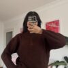 Ebru Dark Brown Unisex Zipped Sweater