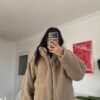 Pinterest Beige Teddy Oversize Jacket