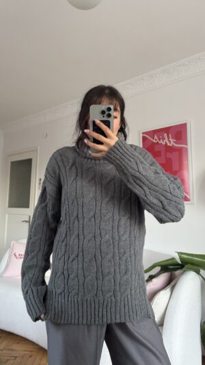 Snoozy Dark Grey Turtle Neck Sweater