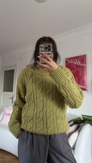 Snoozy Green Turtle Neck Sweater