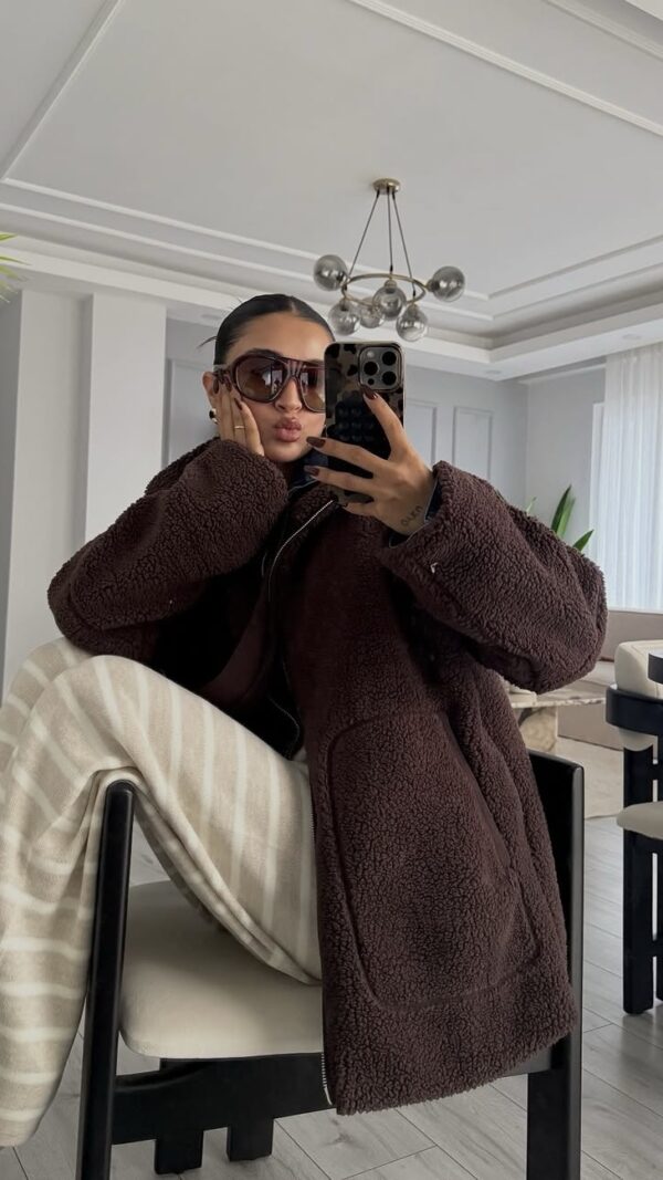 Pinterest Teddy Dark Brown Oversize Jacket