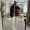 Pinterest Teddy Dark Brown Oversize Jacket