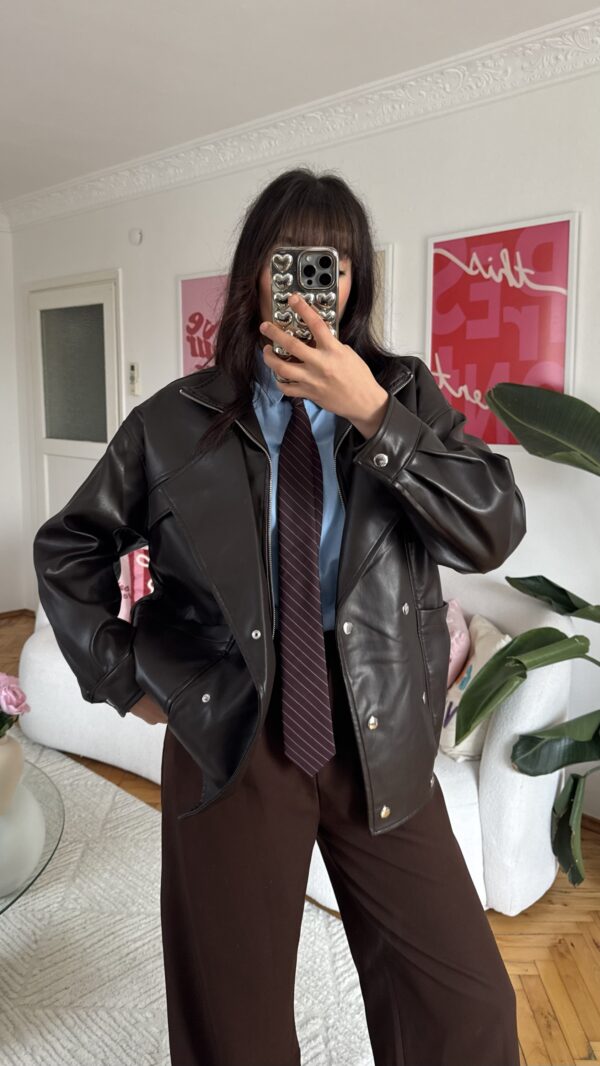 Megan Dark Brown Biker Leather Jacket