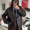 Megan Dark Brown Biker Leather Jacket