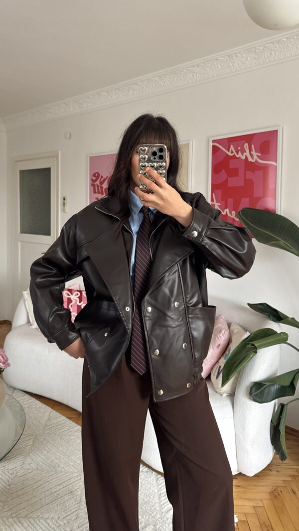 Megan Dark Brown Biker Leather Jacket
