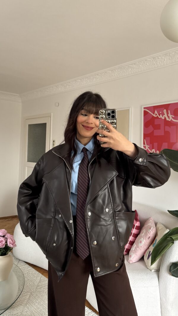 Megan Dark Brown Biker Leather Jacket