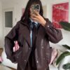 Megan Burgundy Biker Leather Jacket