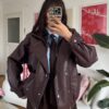 Megan Burgundy Biker Leather Jacket