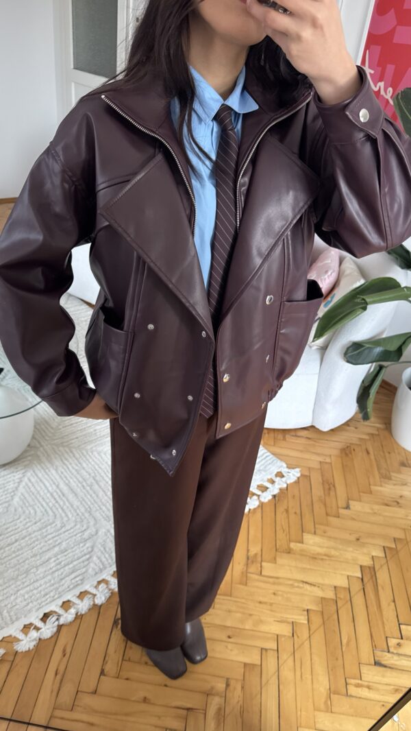 Megan Burgundy Biker Leather Jacket