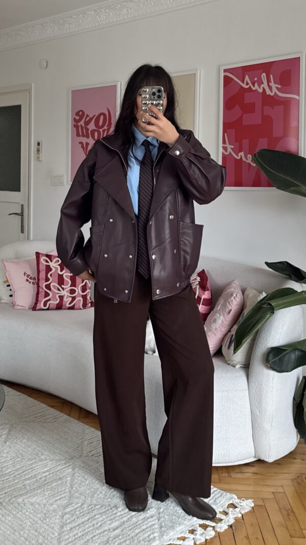 Megan Burgundy Biker Leather Jacket