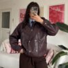 Megan Burgundy Biker Leather Jacket